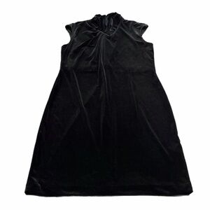 Calvin Klein Velour High Neck Gold Hardware Sleeveless Dress (Black) Size Large